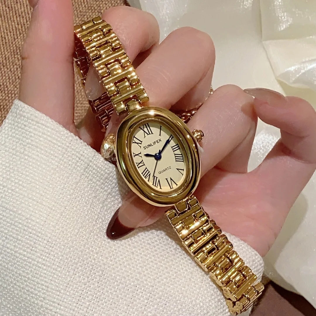 Sunlifex Oval Dial Gold Women’s Quartz Watch