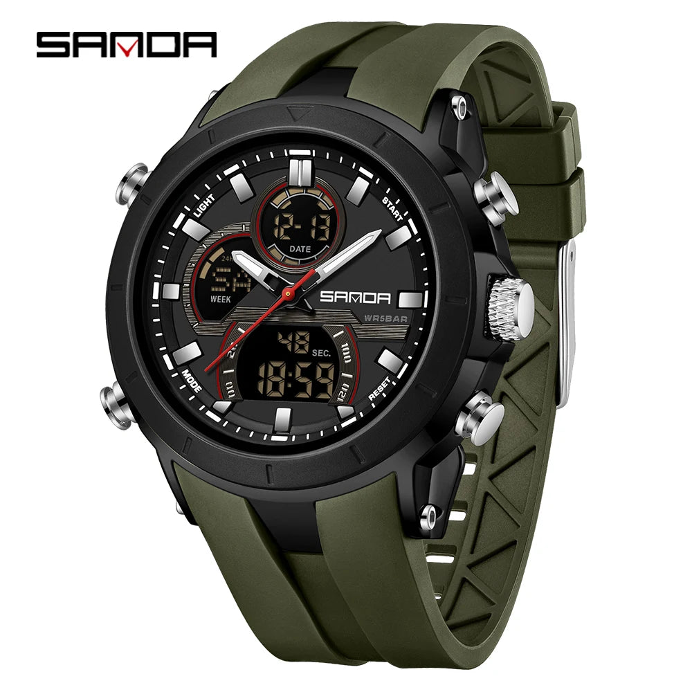 SANDA 6279 Men’s Sports Watch Dual Display, Luminous, Waterproof & Shock Resistant
