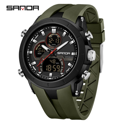 SANDA 6279 Men’s Sports Watch Dual Display, Luminous, Waterproof & Shock Resistant