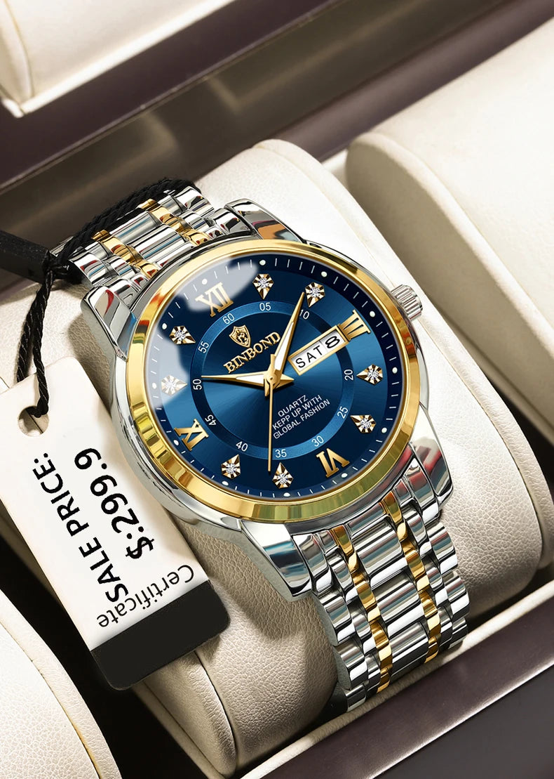 Luxury Men’s Stainless Steel Quartz Diver Watch, Sport & Business Style
