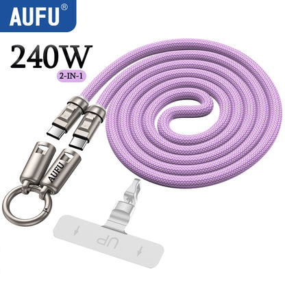 AUFU 240W USB C to C Fast Charging Cable with Lanyard
