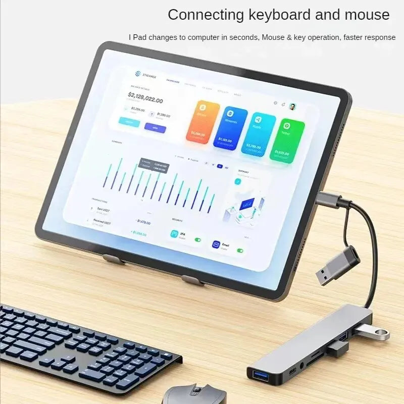 8-in-2 USB Hub Docking Station – USB C, USB 3.0/2.0, SD/TF Card Reader & Audio Port