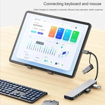 8-in-2 USB Hub Docking Station – USB C, USB 3.0/2.0, SD/TF Card Reader & Audio Port