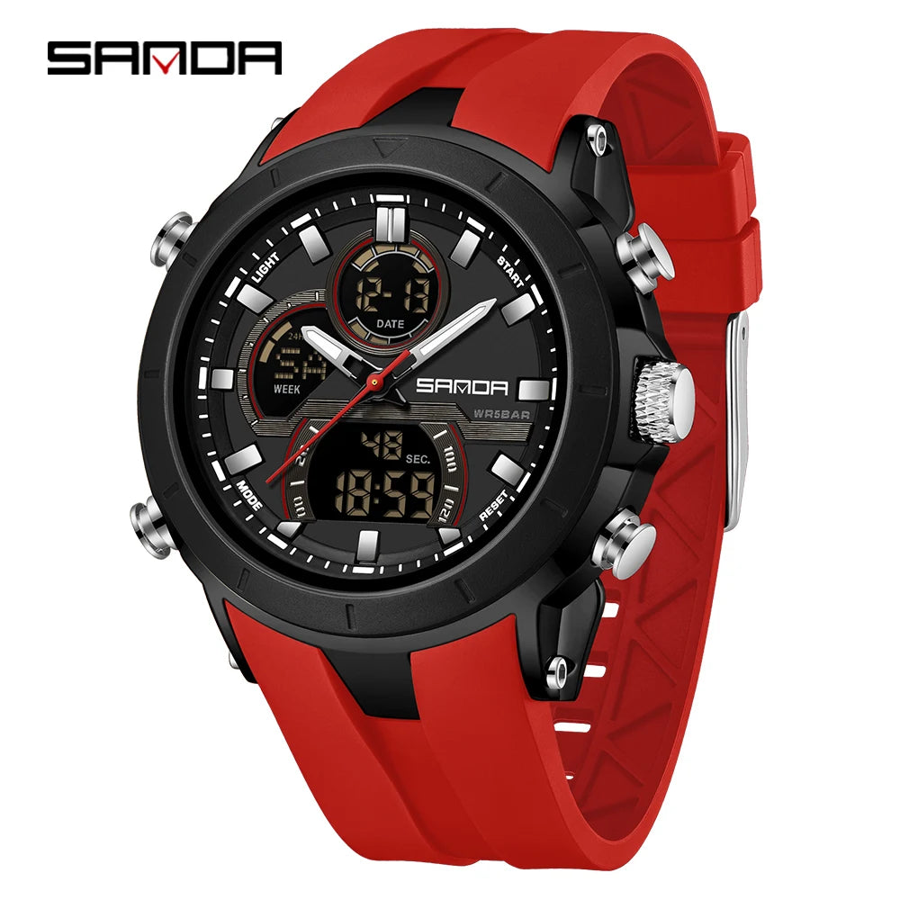 SANDA 6279 Men’s Sports Watch Dual Display, Luminous, Waterproof & Shock Resistant