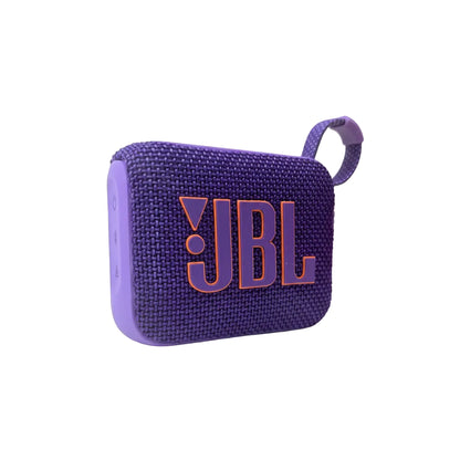 Purple JBL portable speaker on a white background