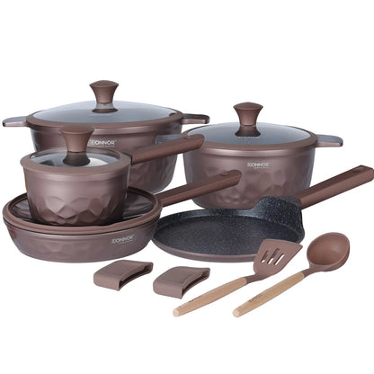 DONNOR 12-Piece Ceramic Cookware Set – Non-Stick, Non-Toxic Pots and Pans for Healthy Cooking