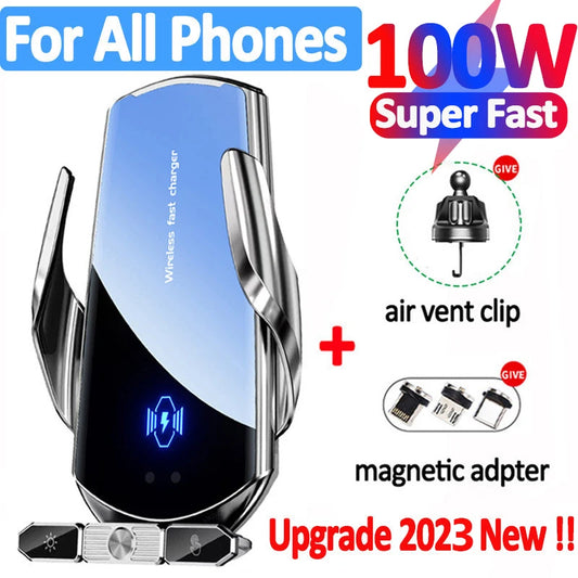 Magnetic Wireless Car Phone Holder with 360° Rotating Mount