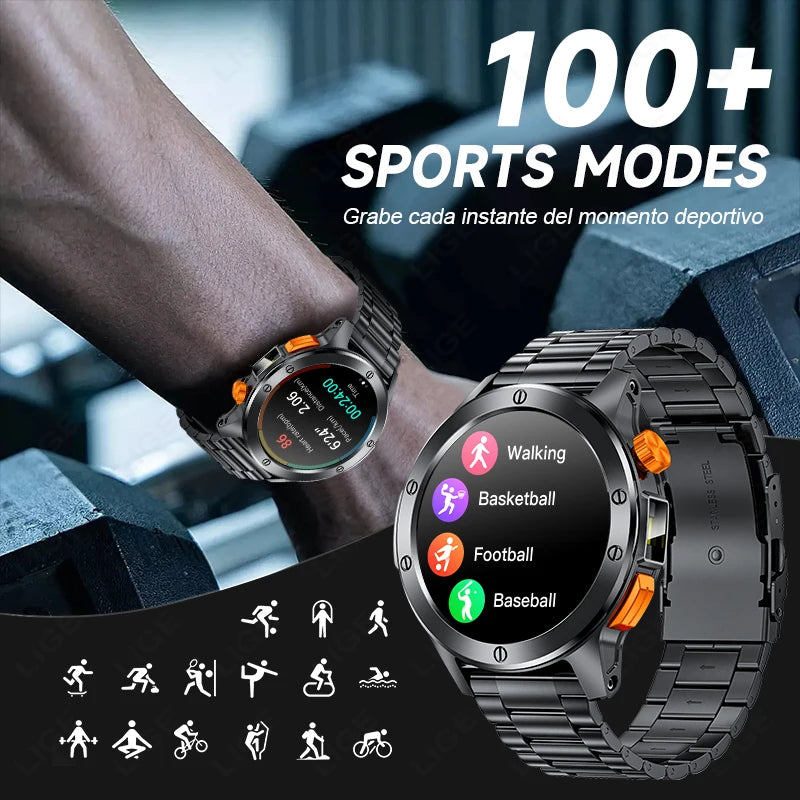 LIGE Fashion Smart Watch for Men Voice Assistant Bluetooth Call Heart Rate and Fitness Tracker IP68 Waterproof