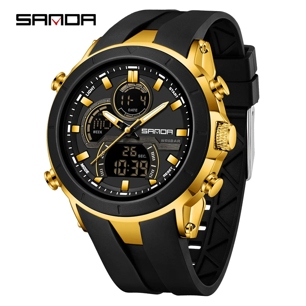 SANDA 6279 Men’s Sports Watch Dual Display, Luminous, Waterproof & Shock Resistant