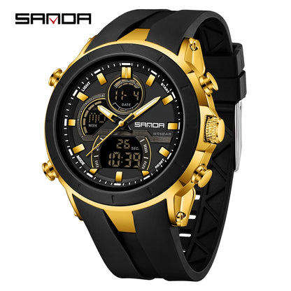 SANDA 6279 Men’s Sports Watch Dual Display, Luminous, Waterproof & Shock Resistant