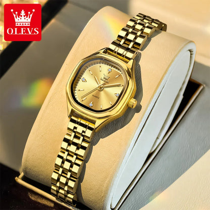 OLEVS 5888 Luxury Gold Diamond Square Watch for Women