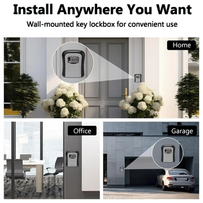 Wall Mount Key Lock Box - 4 Digit Combination Security Safe