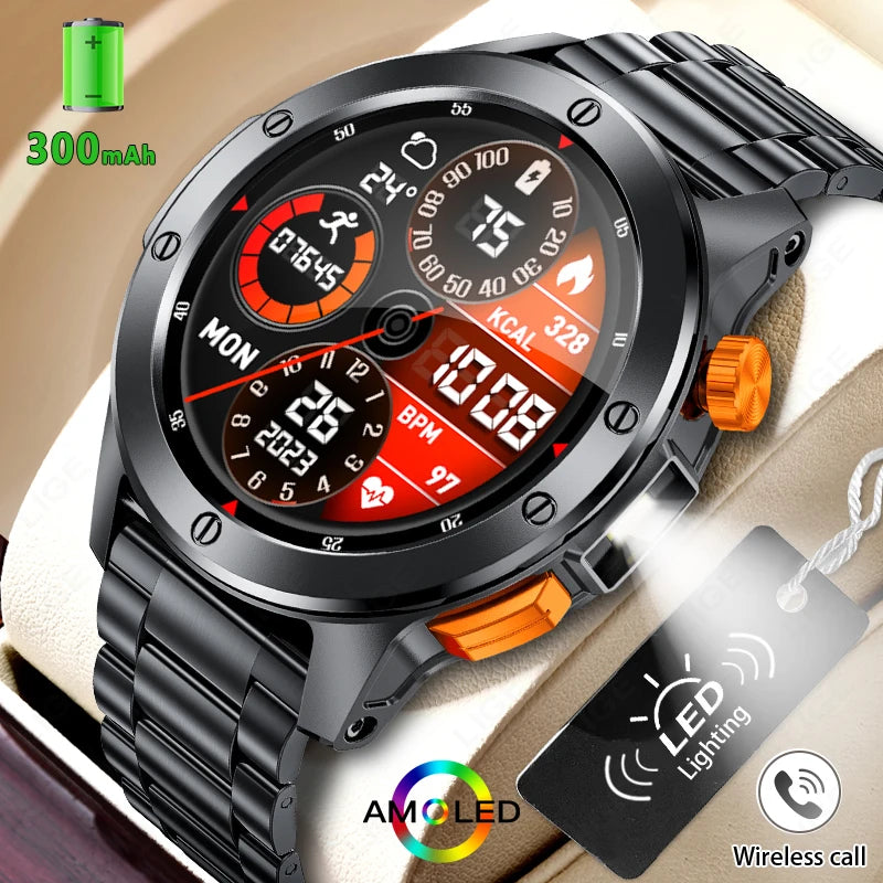 LIGE Fashion Smart Watch for Men Voice Assistant Bluetooth Call Heart Rate and Fitness Tracker IP68 Waterproof