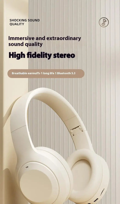 Wireless Bluetooth 5.3 Over-Ear Headphones with Mic | HIFI Stereo Gamer Headset TF/AUX Music Player
