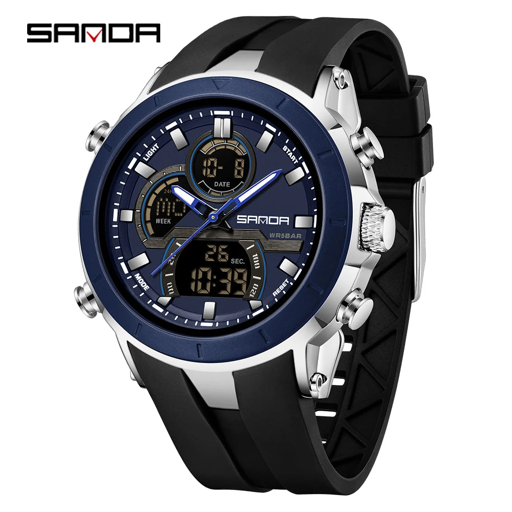 SANDA 6279 Men’s Sports Watch Dual Display, Luminous, Waterproof & Shock Resistant