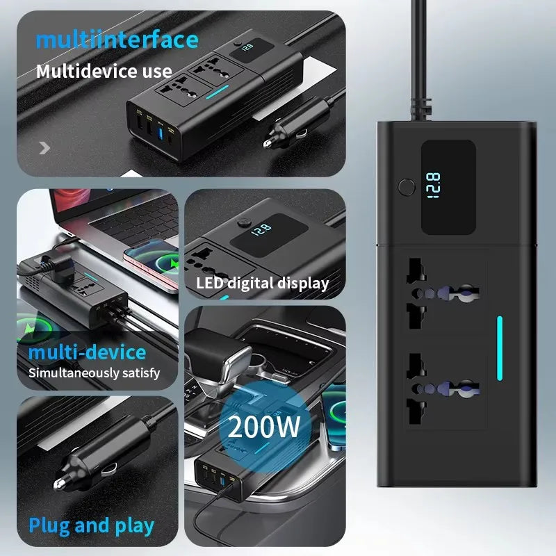 Car Inverter Car Cigarette Iighter 12v Can Be Converted To 110v Or 220v Power Conversion Fast Charger Car Socket Multi-Function