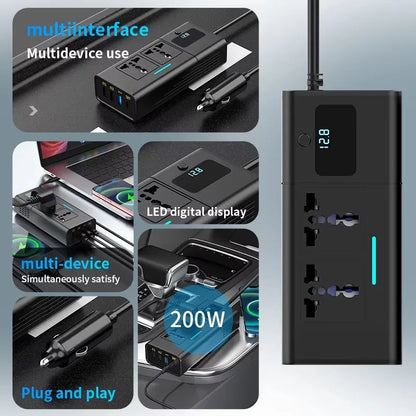 Car Inverter Car Cigarette Iighter 12v Can Be Converted To 110v Or 220v Power Conversion Fast Charger Car Socket Multi-Function