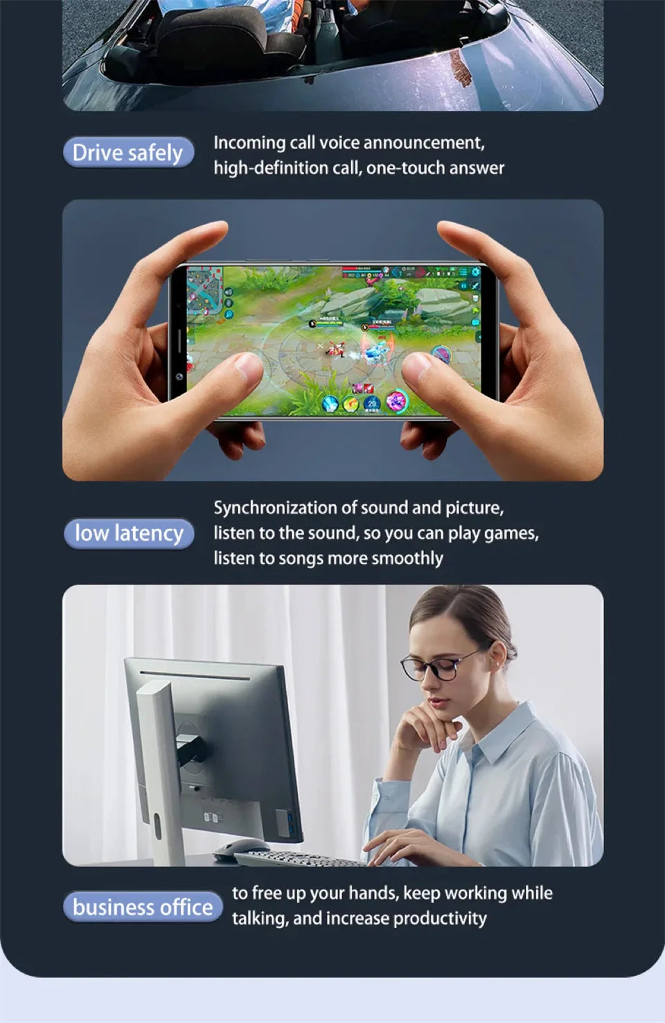 OENY Bone Conduction Bluetooth Headphones With Mic