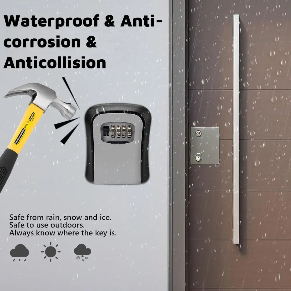 Wall Mount Key Lock Box - 4 Digit Combination Security Safe