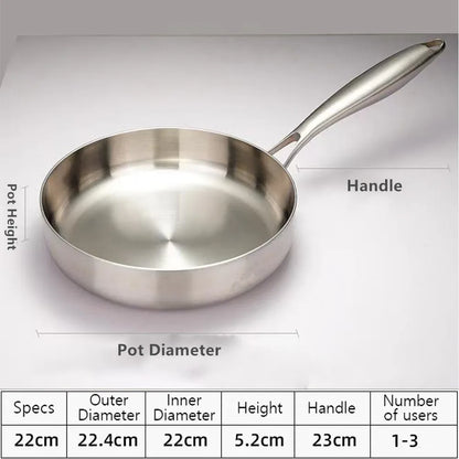 316 Stainless Steel Nonstick Frying Pan Wok for Gas and Induction Cooktops