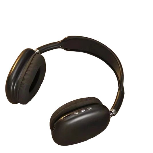 Black headphones on a white background