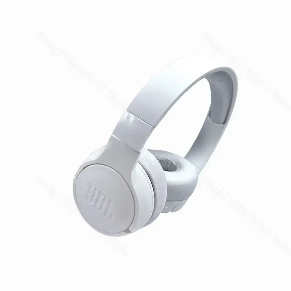 White JBL headphones on a white background