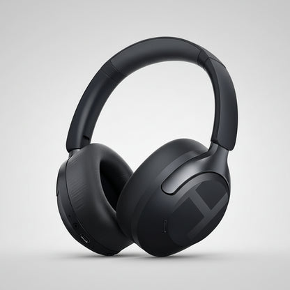 Haylou S40 headphones with promotional pricing information on a blue background
