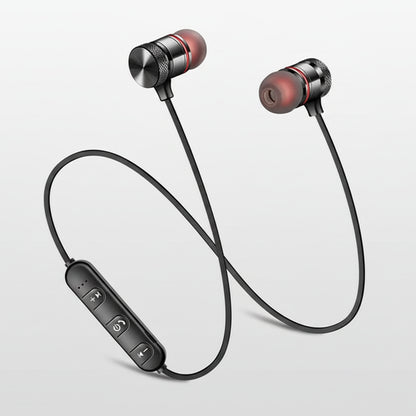 Black neckband headphone with control panel on a white background