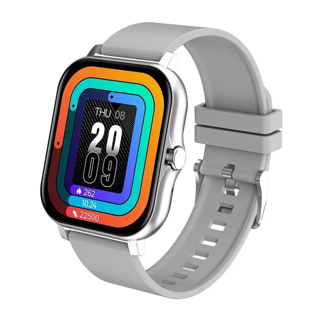 Smartwatch with a colorful display on a white background