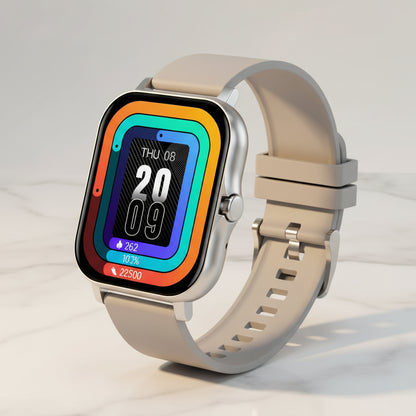 Smartwatch with a colorful display on a white background