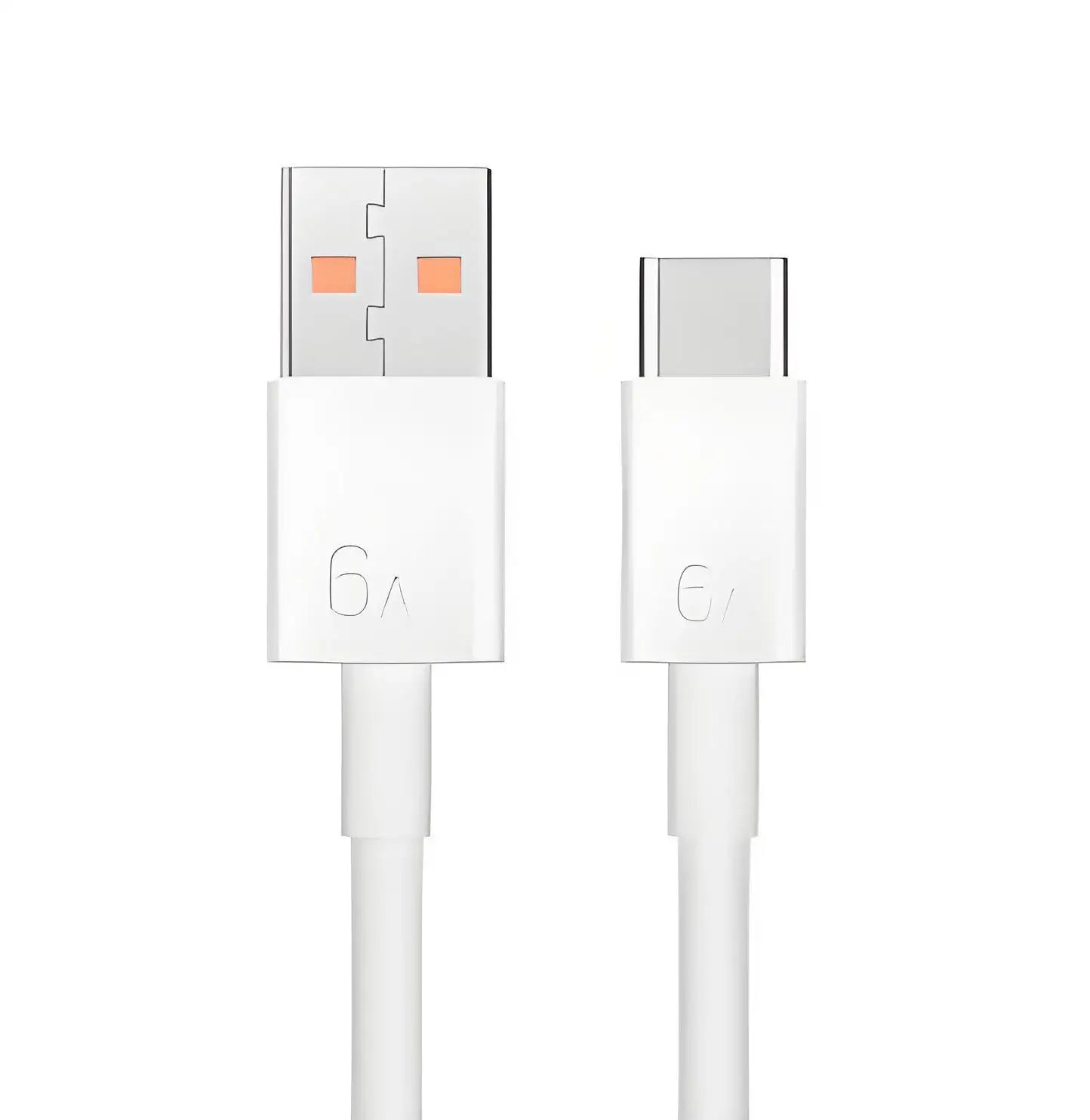 White USB cable with Type-C connector on a white background