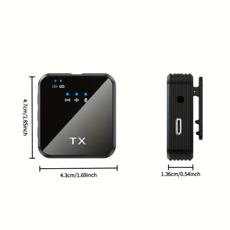 Black electronic device with dimensions labeled on a white background