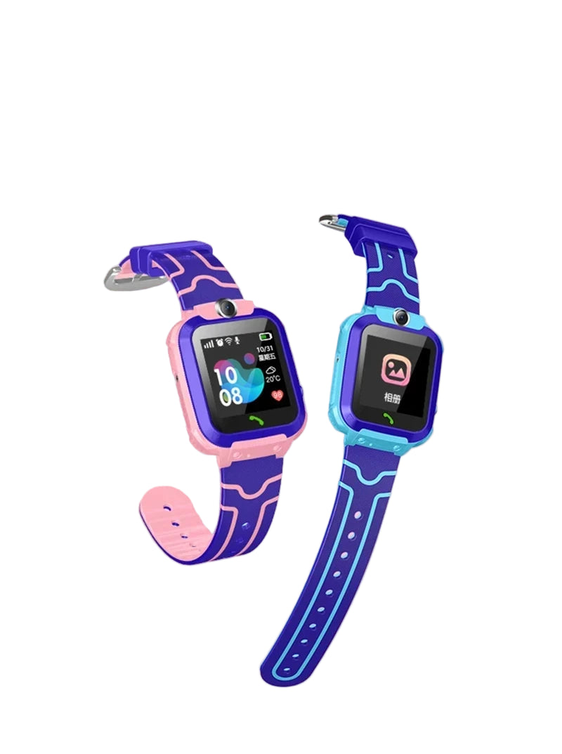 Two smartwatches with blue straps on a pink background, featuring the Xiaomi logo.